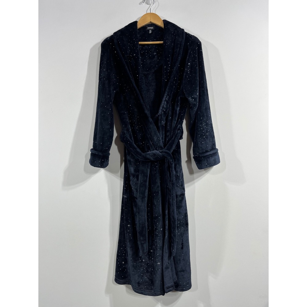 Jones NY Celestial Star Print Plush Fleece Robe Small‎ Medium Lounge Luxury Cozy